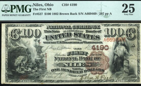 1882 $100 BB FIRST NB OF NILES OH