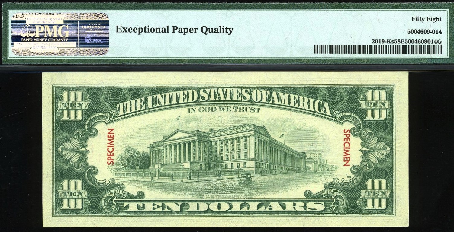 1969A $10 SPECIMEN K23456789 58Q