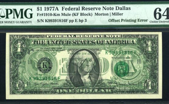 1977A $1 FRN INKING OFFSET 64Q