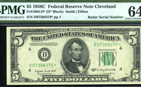 1950C $5 radar star note