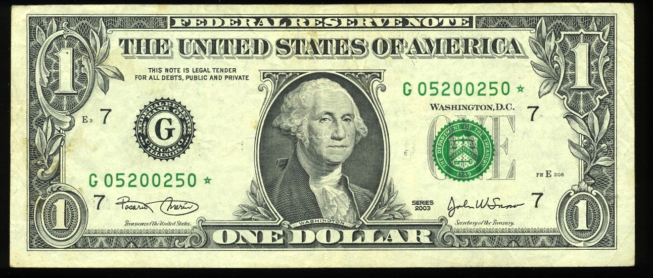 2003 $1 FRN G05200250* RADAR *