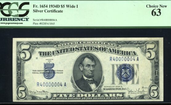 1934D $5 S.C R40000004A #63