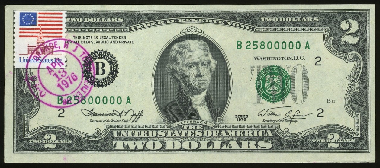 1976 $2 FRN CANCEL B25800000A