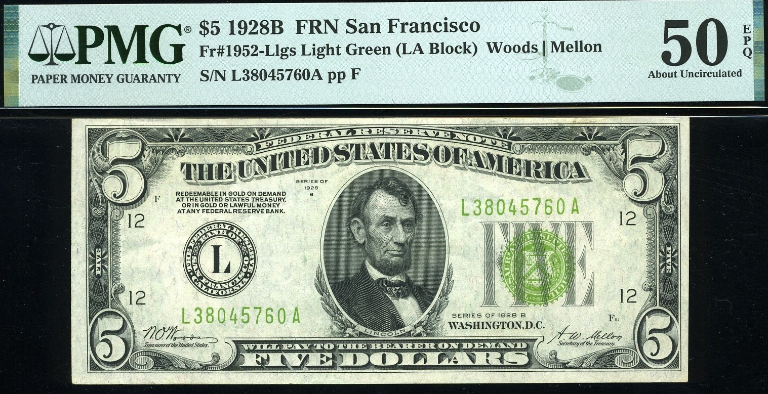 1928B $5 FRN SAN FRANCISCO 50Q