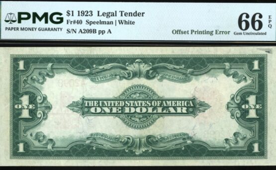 FR-40 1923 $1 L.T A209B ERROR 66Q