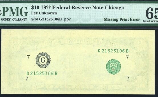 19XX $10 FRN "MISSING 2ND" 65Q