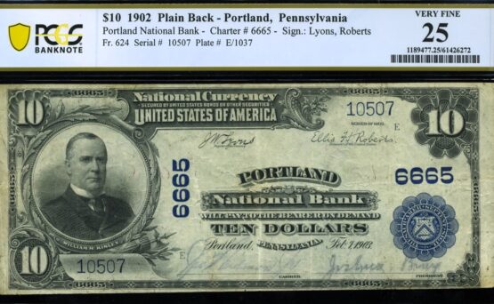 1902 $10 PORTLAND NB PA