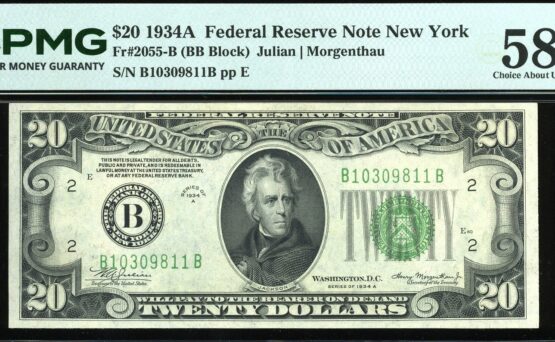 1934A $20 FRN NEW YORK 58Q
