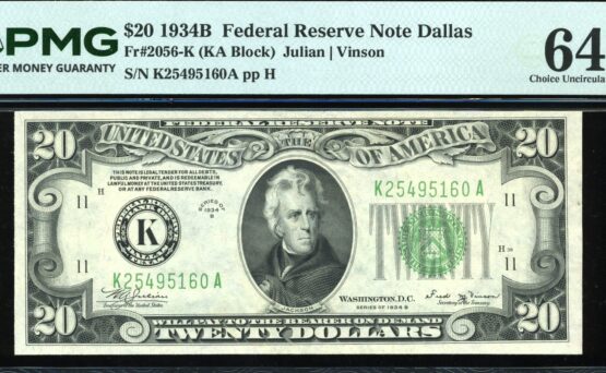 1934B $20 FRN DALLAS #64