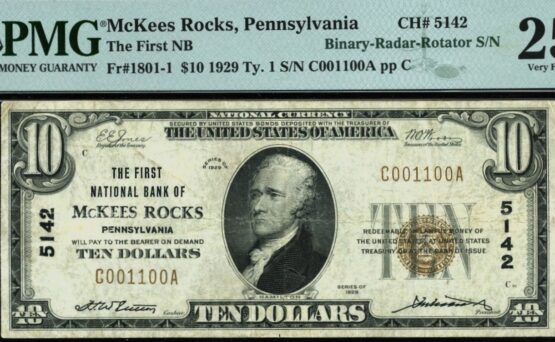 1929 $10 MC-KEES ROCKS PA