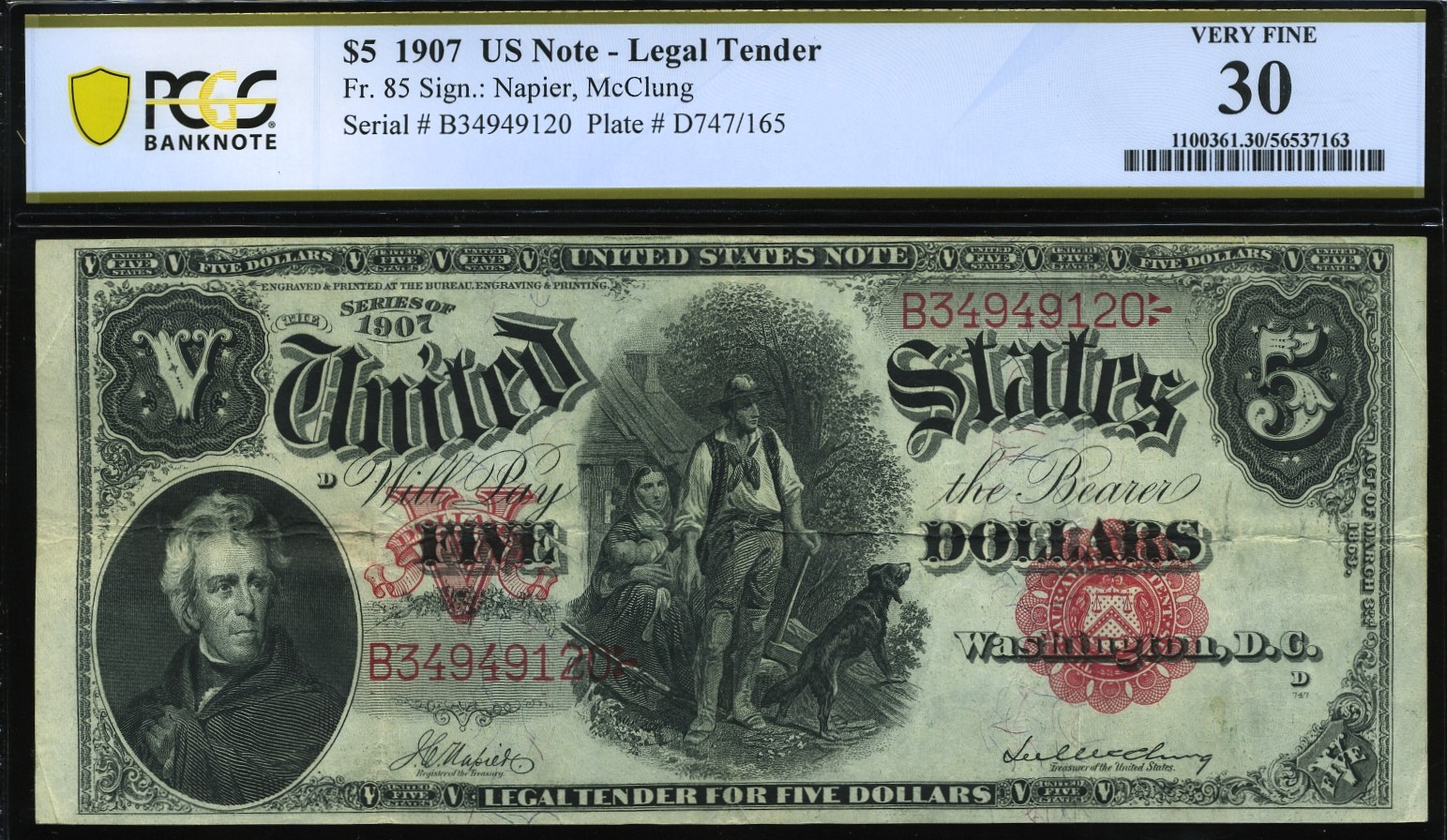FR-85 1907 $5 L.T P.C.G.S #30