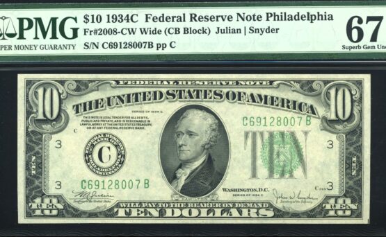 1934C $10 FRN PHILA #67Q