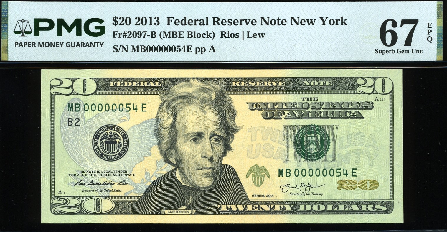 2013 $20 FRN MB00000054E #67Q