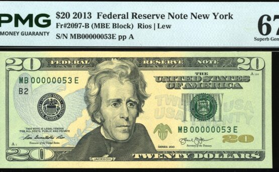 2013 $20 FRN MB00000053E #67Q