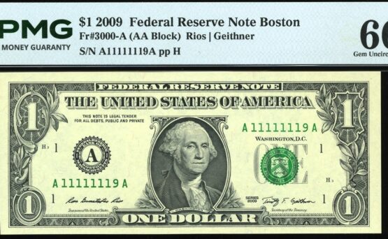 2009 $1 FRN A11111119A #66EPQ