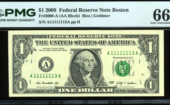 2009 $1 FRN A11111113A #66EPQ