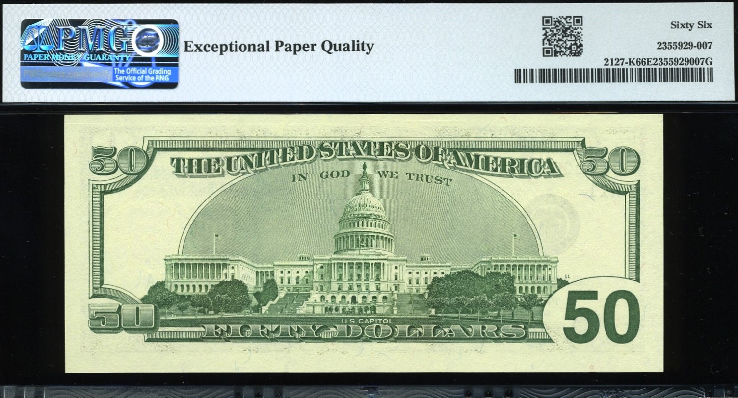 2001 $50 FRN CK00055555A #66EPQ