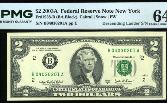 2003A $2 FRN B04030201A 64EPQ