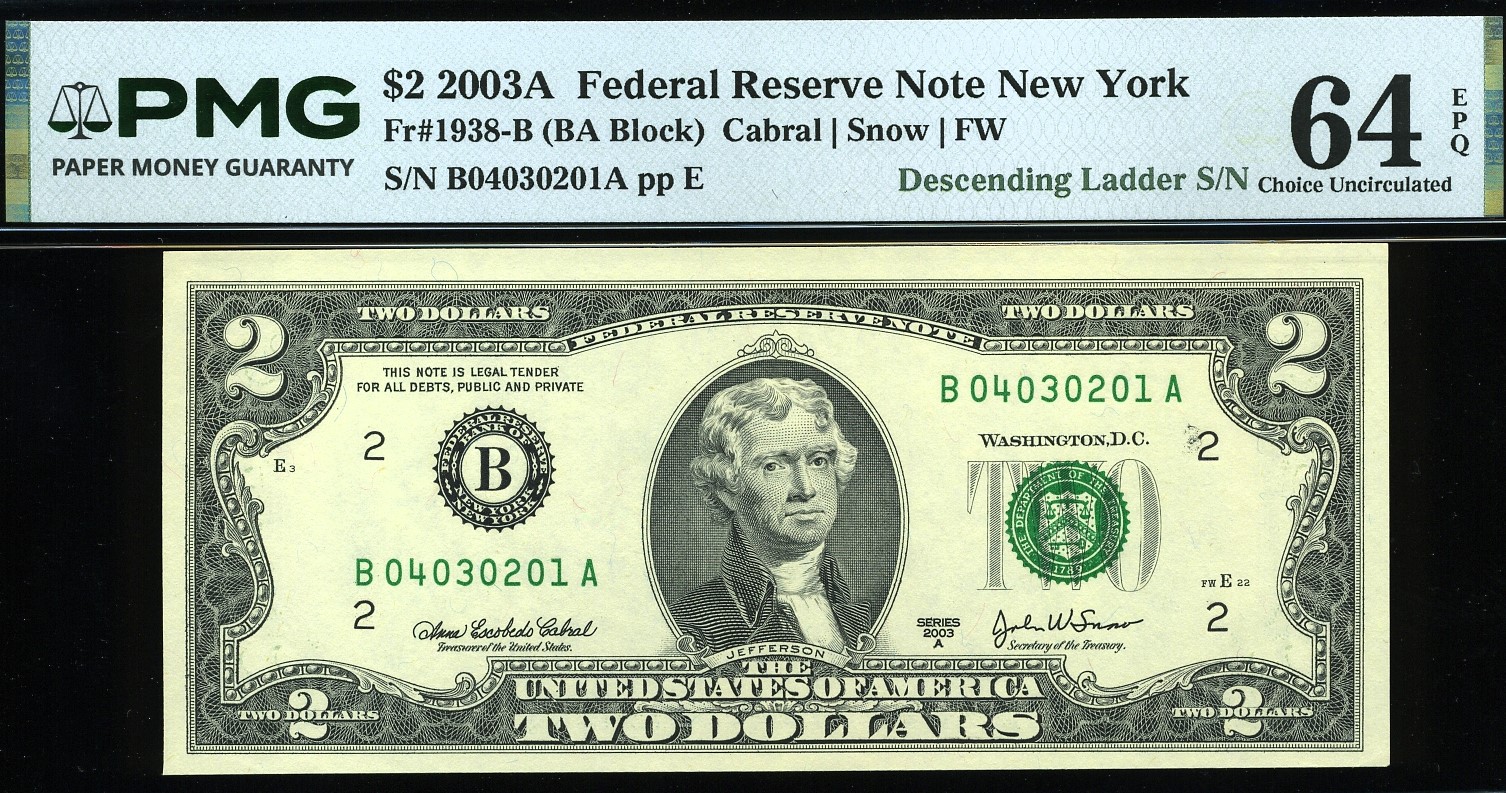 2003A $2 FRN B04030201A 64EPQ