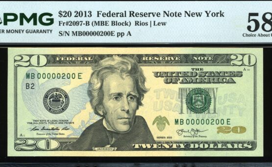 2013 $20 FRN MB00000200E #58EPQ
