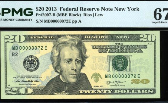 2013 $20 FRN MB00000072E #67EPQ