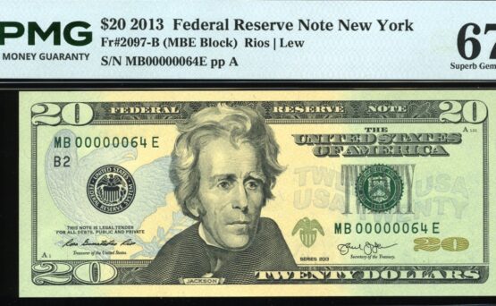 2013 $20 FRN MB00000064E #67EPQ