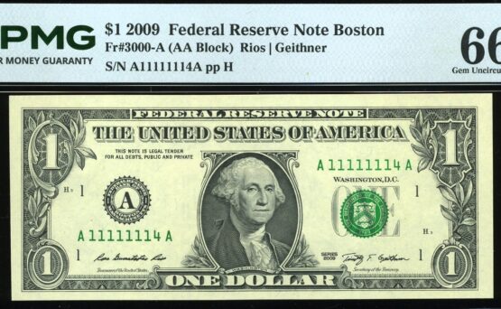 2009 $1 FRN A11111114A #66EPQ