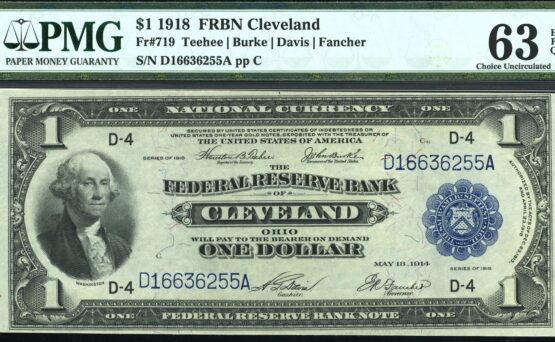 FR-719 1918 $1 CLEVELAND #63Q