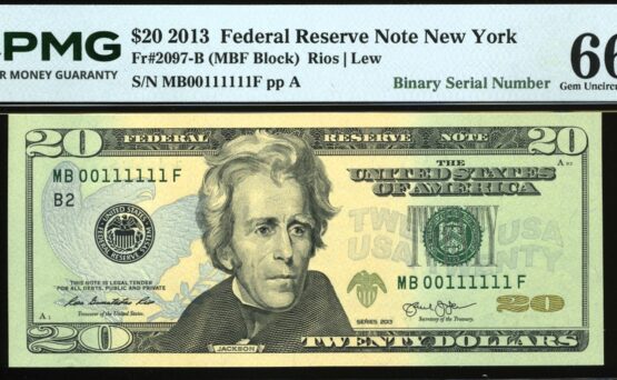 2013 $20 FRN MB00111111F #66EPQ