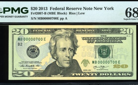 2013 $20 FRN MB00000700E #68EPQ