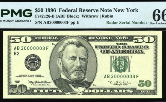 1996 $50 FRN AB30000003F 6EPQ