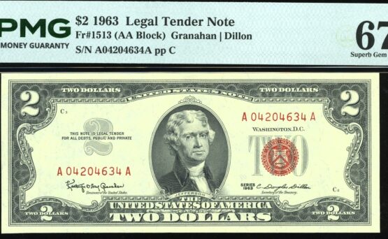 1963 $2 L.T A04204634A #67EPQ