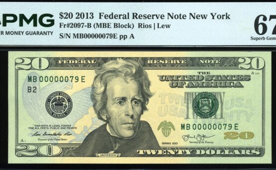 2013 $20 FRN MB00000079E #67EPQ