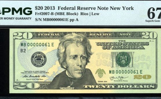2013 $20 FRN MB00000061E #67EPQ