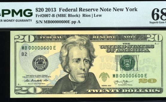 2013 $20 FRN MB00000600E #68EPQ