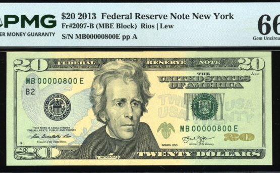 2013 $20 FRN MB00000800E #66EPQ