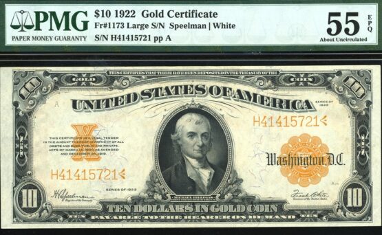 FR-1173 1922 $10 GOLD #55EPQ