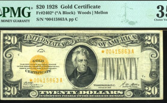 1928 $20 GOLD CERT ★ 35Q