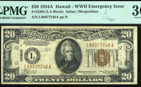1934A $20 HAWAII L88977248A 30Q