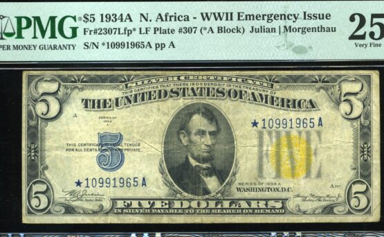 1934A $5 S.C "N-A" *10991965A #25