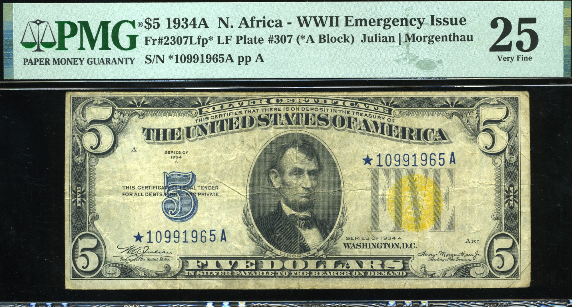 1934A $5 S.C "N-A" *10991965A #25