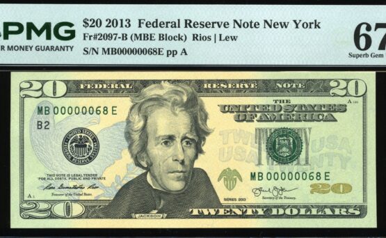 2013 $20 FRN MB00000068E #67EPQ