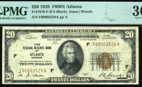 1929 $20 FRBN OF ATLANTA 30EPQ