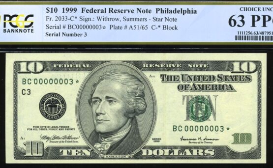 1999 $10 FRN BC00000003* 63Q