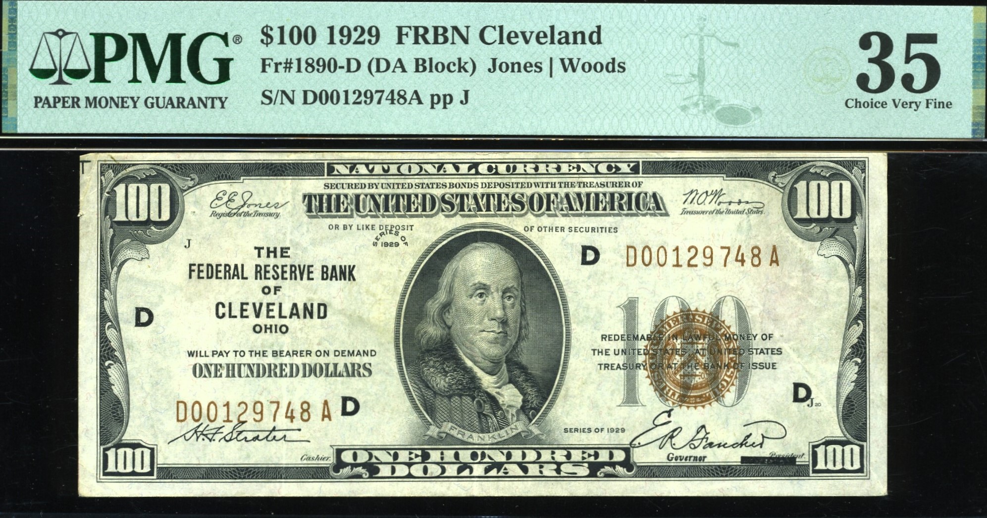 1929 $100 FRBN CLEVELAND 35