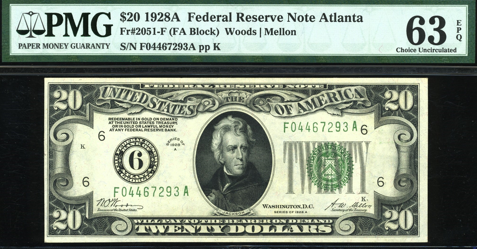 1928A $20 FRN ATLANTA 63Q