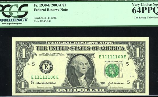 2003A $1 FRN E11111100E #64Q