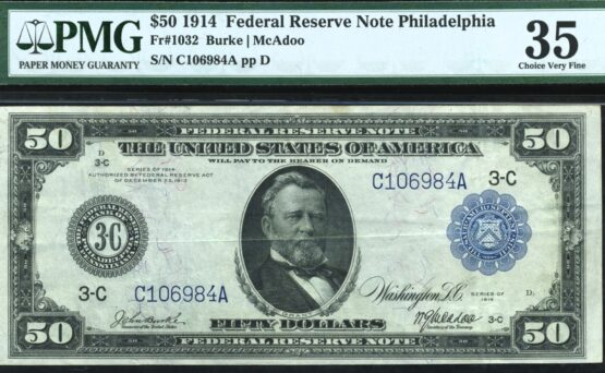 FR-1032 1914 $50 FRN PHILA 35