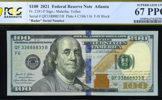 2021 $100 QF33888833B 67Q