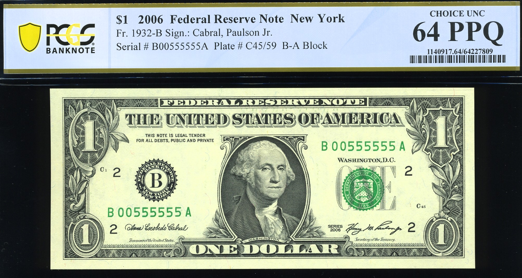 2006 $1 FRN B00555555A 64Q